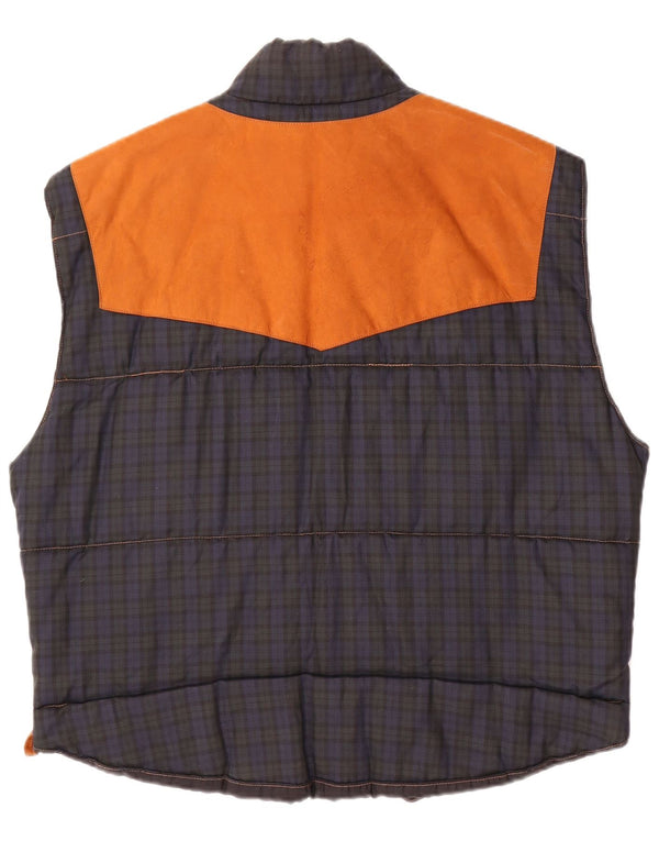 Vintage Herre Riding Polstret Gilet UK 42 XL Beige Check