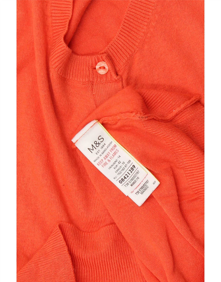 Marks & Spencer Dame Crop Cardigan Sweater UK 14 Medium Orange Viscose
