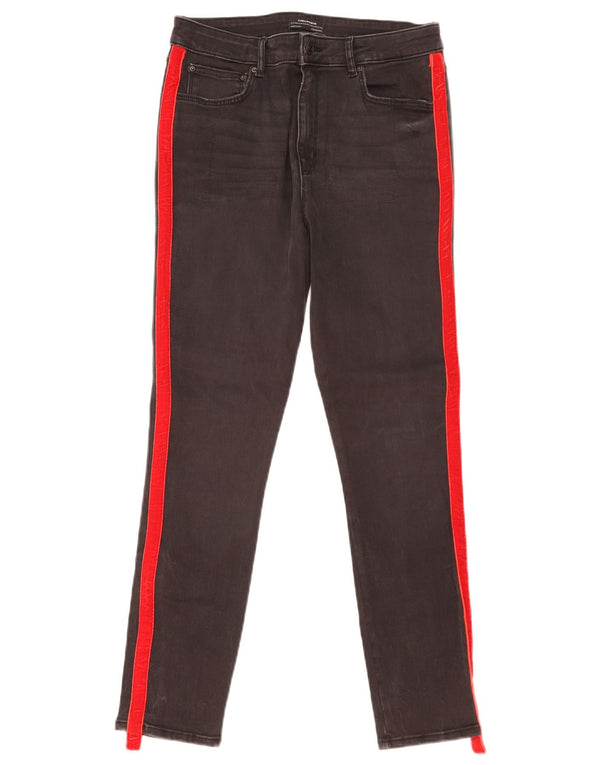 Zara Dame Skinny Jeans EU 42 Large W32 L27 Sort Colourblock Bomuld