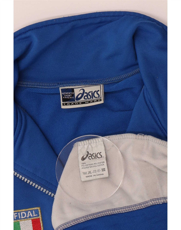 Asics Herre lynlåshals Grafisk Pullover træningsdragt Top Stor blå farveblok
