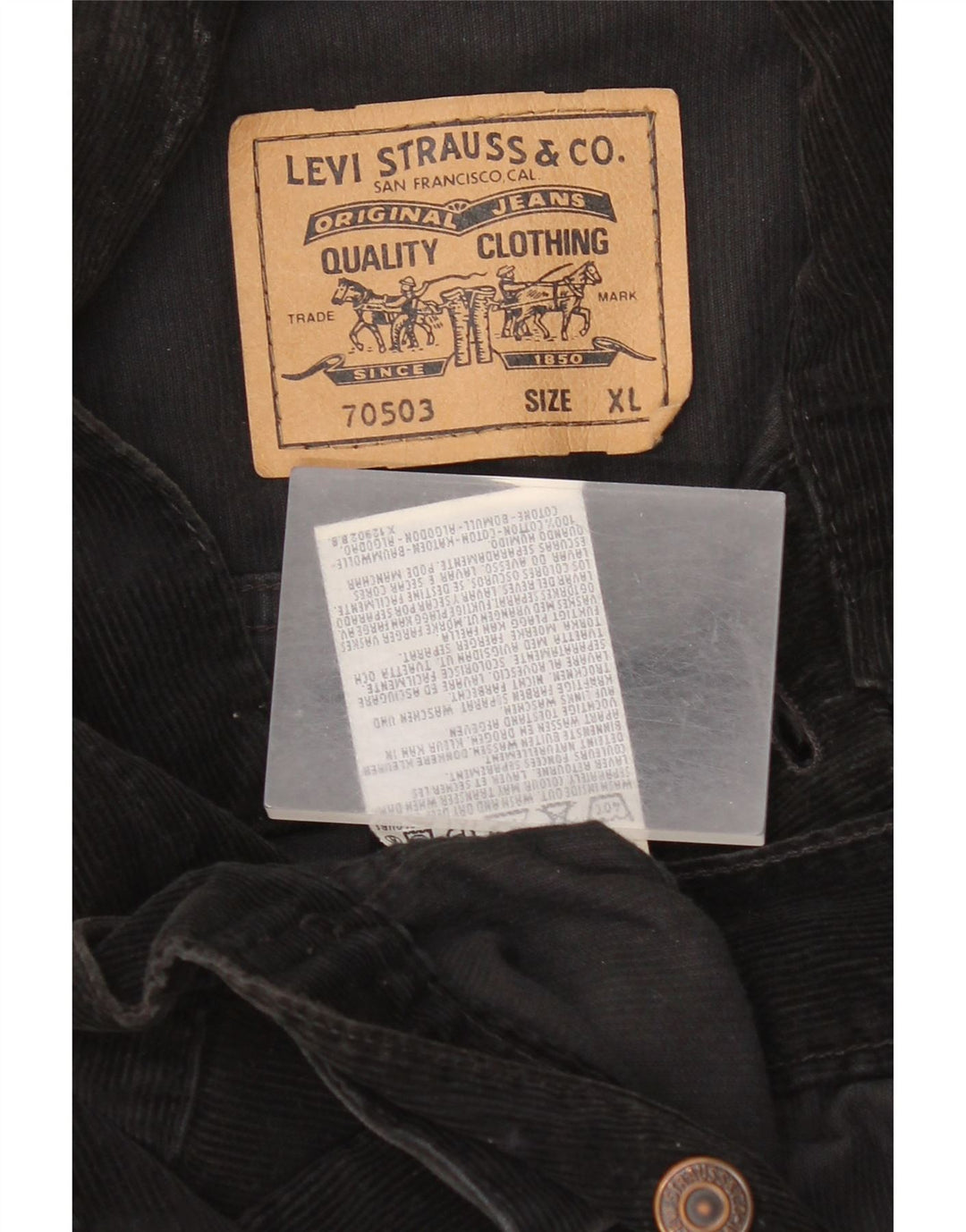 Levi's Herre fløjlsjakke UK 42 XL Sort bomuld