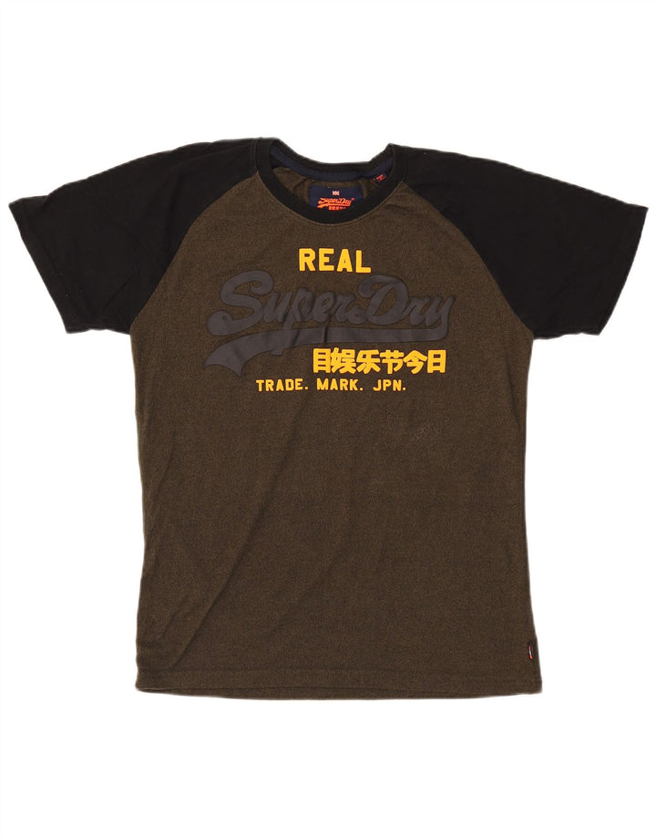 Superdry Grafisk T-shirt til mænd, medium Khaki Colourblock Bomuld