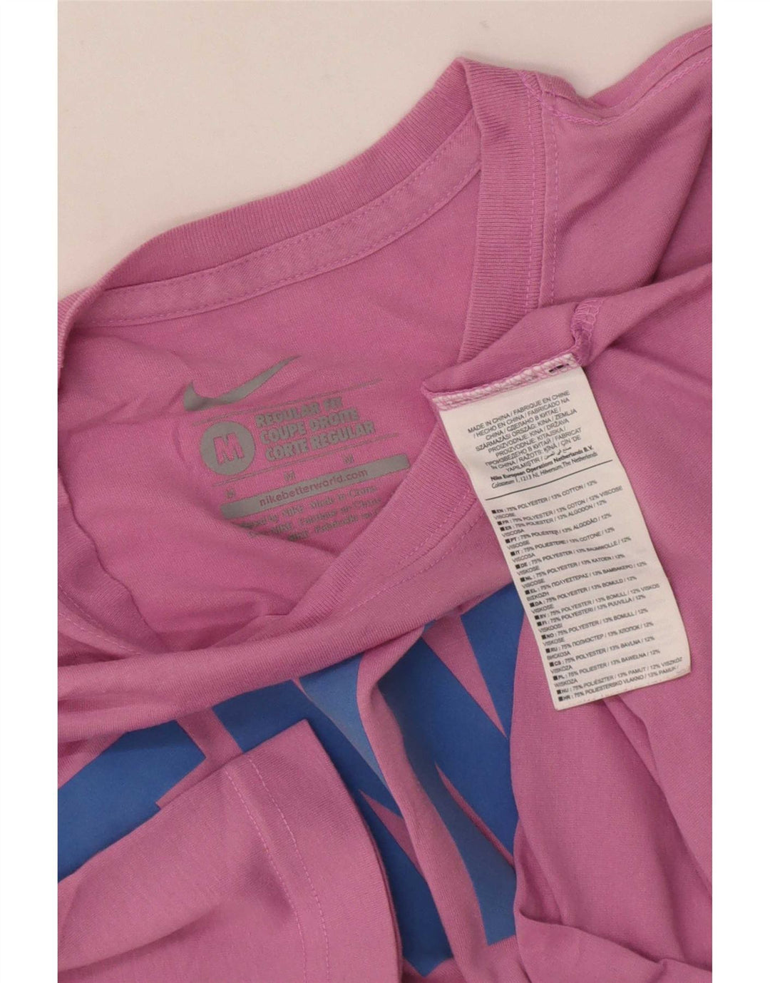 Nike Herre Regular Fit Grafisk T-shirt Top Medium Pink Polyester