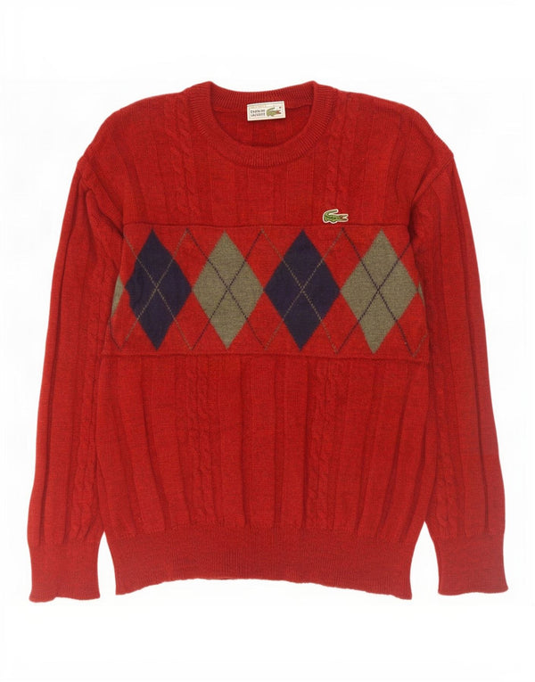 Lacoste Herre sweater med rund hals str. 6 XL Rød Argyle/Diamond New Wool