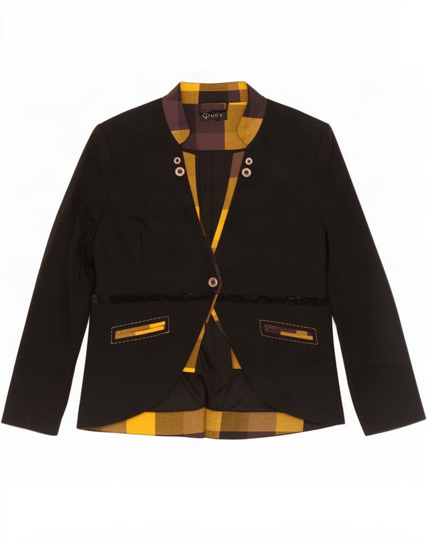 Lucy Dame 1 Knap Blazer Jacket UK 14 Medium Sort Colourblock