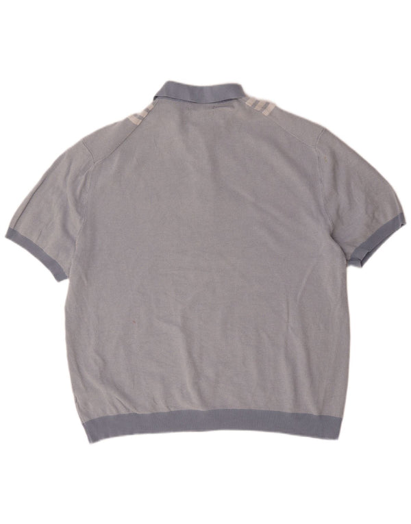 Marks & Spencer herre poloshirt 2XL blå stribet bomuld