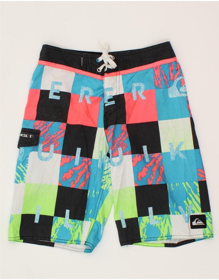QUIKSILVER Boys Swimming Shorts 11-12 Years Multicoloured Geometric Vintage Quiksilver and Second-Hand Quiksilver from Messina Hembry 
