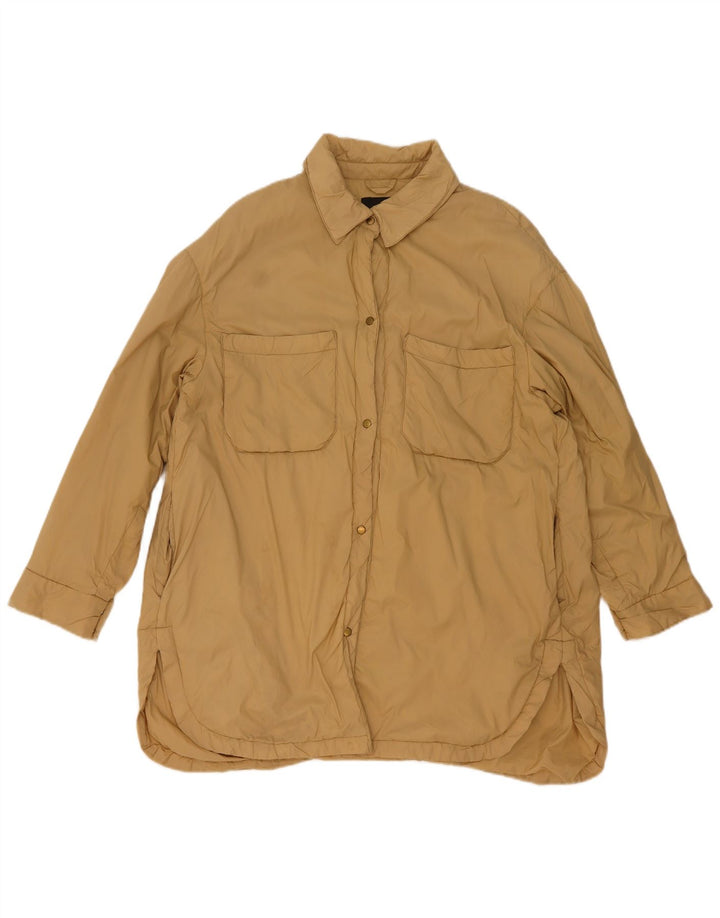 Zara Dame Overfrakke UK 16 Stor Beige Polyester