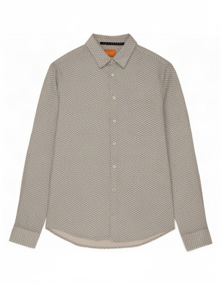 Hugo Boss Herre abstrakt mønster Slim Fit skjorte medium hvid bomuld