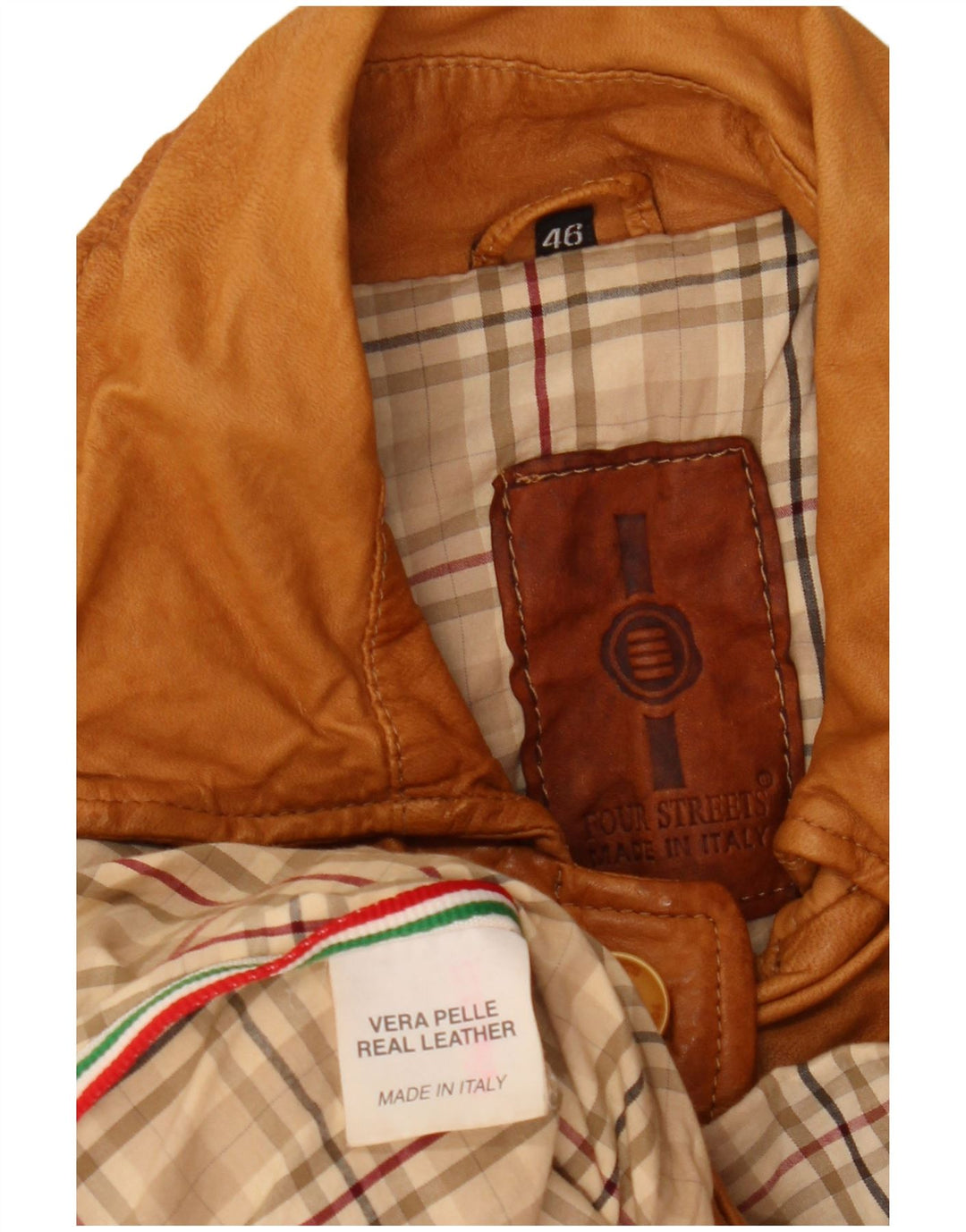 Vintage læderjakke til kvinder IT 46 Stor brunt læder