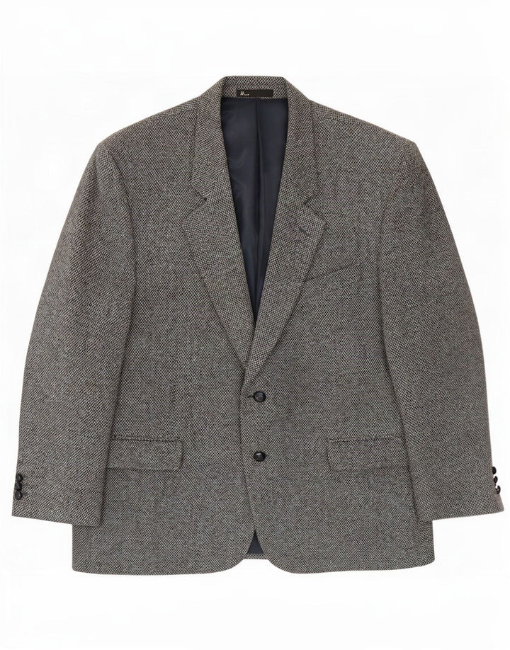 Bhs Herre Harris Tweed 2 Button Blazer Jacket UK 46 3XL Grå Uld