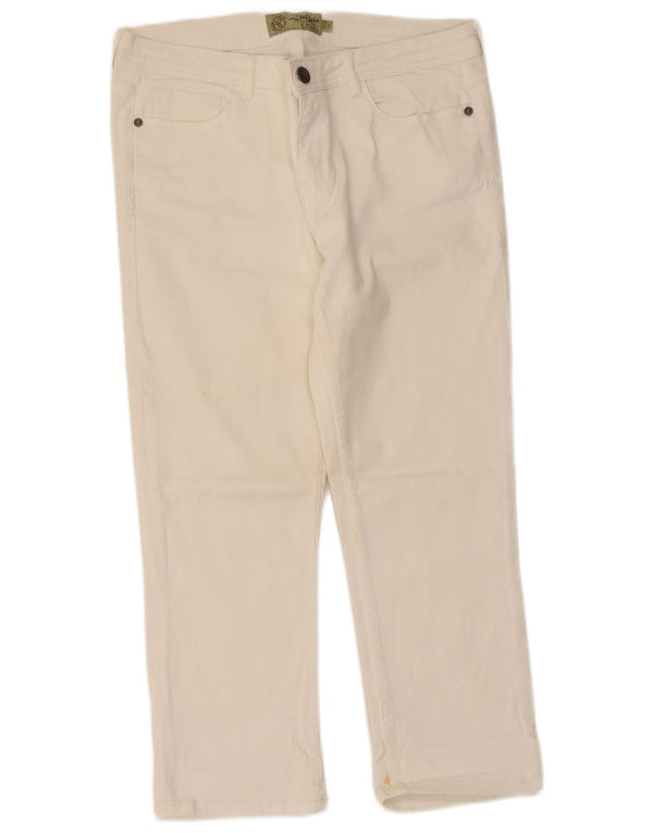 Fat Face Dame Cropped Jeans UK 14 Large W34 L24 White Bomuld