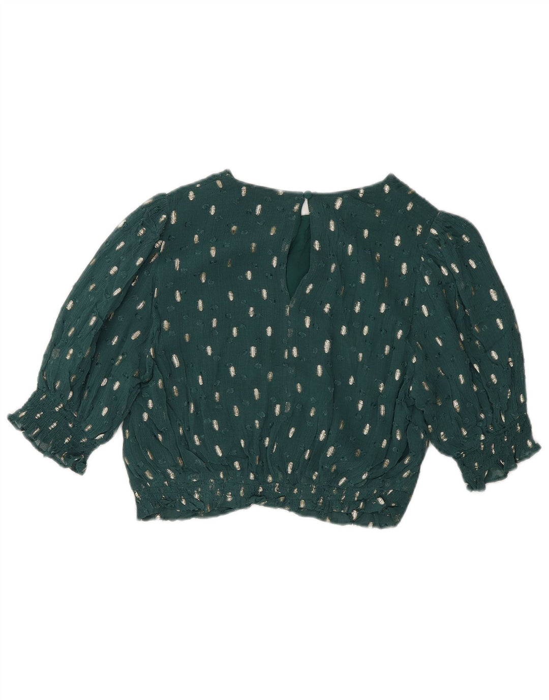 Boden Womens Crop Bluse Top UK 12 Medium Green Flecked Viscose