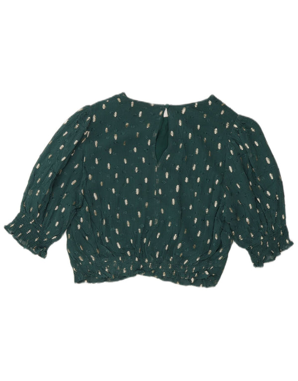 Boden Womens Crop Bluse Top UK 12 Medium Green Flecked Viscose
