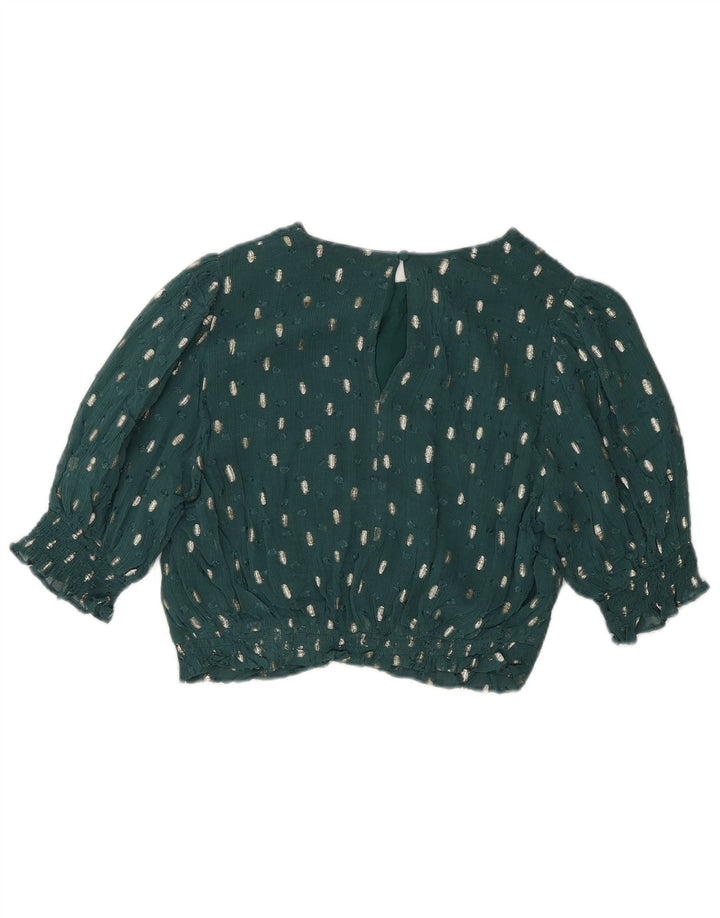 Boden Womens Crop Bluse Top UK 12 Medium Green Flecked Viscose