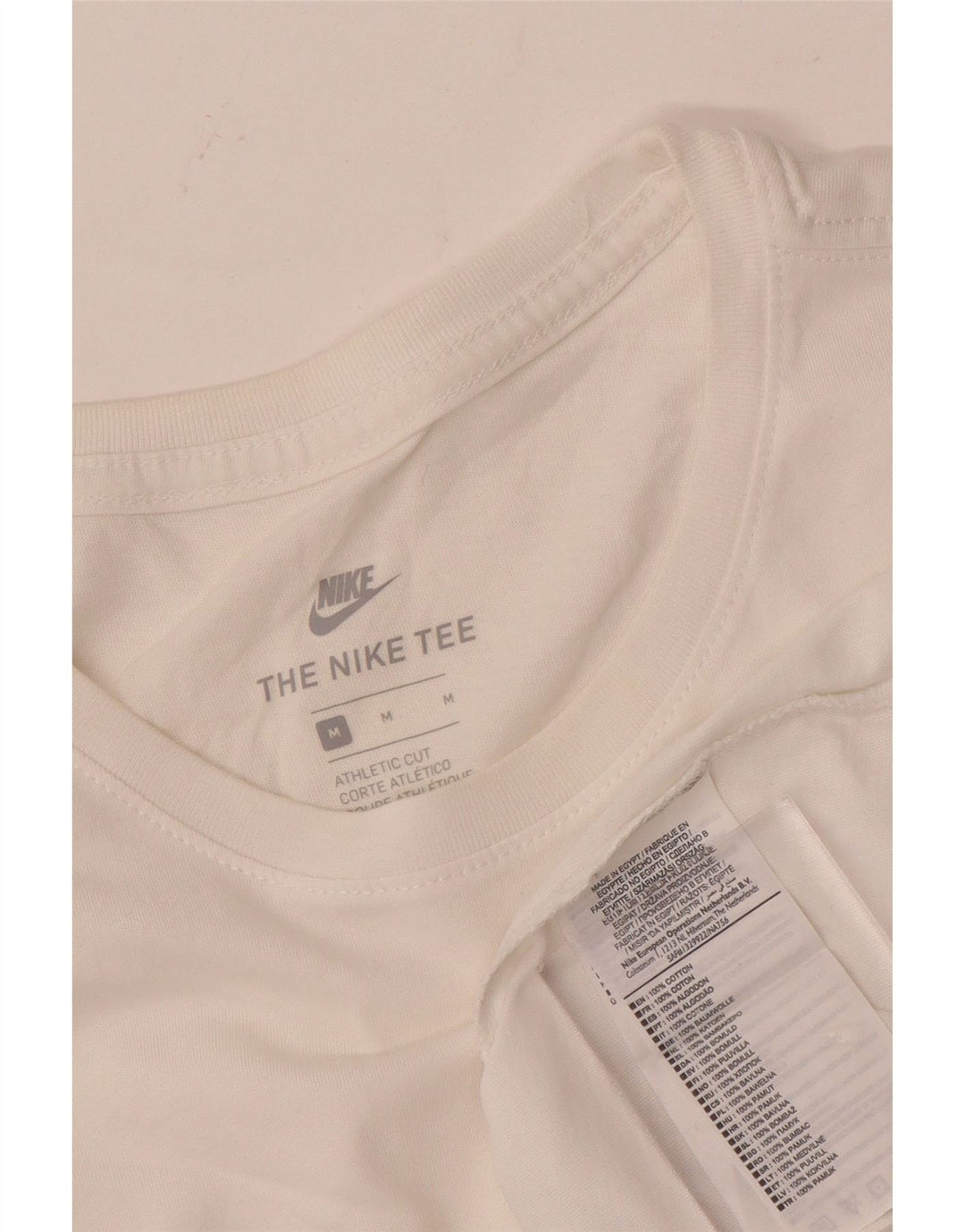 Nike T-shirt med atletisk snit til mænd, medium hvid bomuld