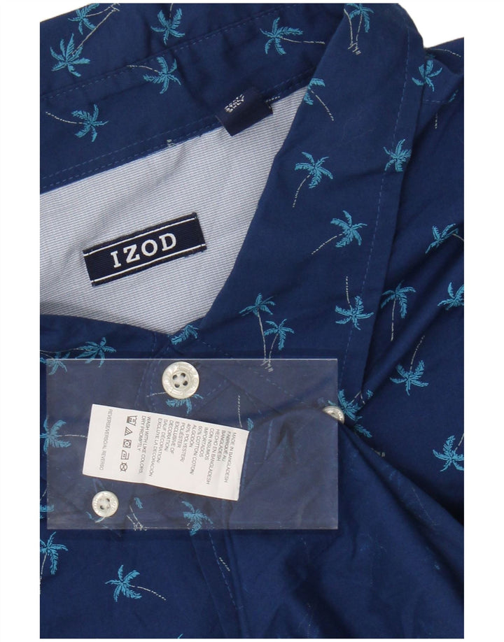 IZOD Kortærmet Herreskjorte 3XL Blå Blomsterbomuld