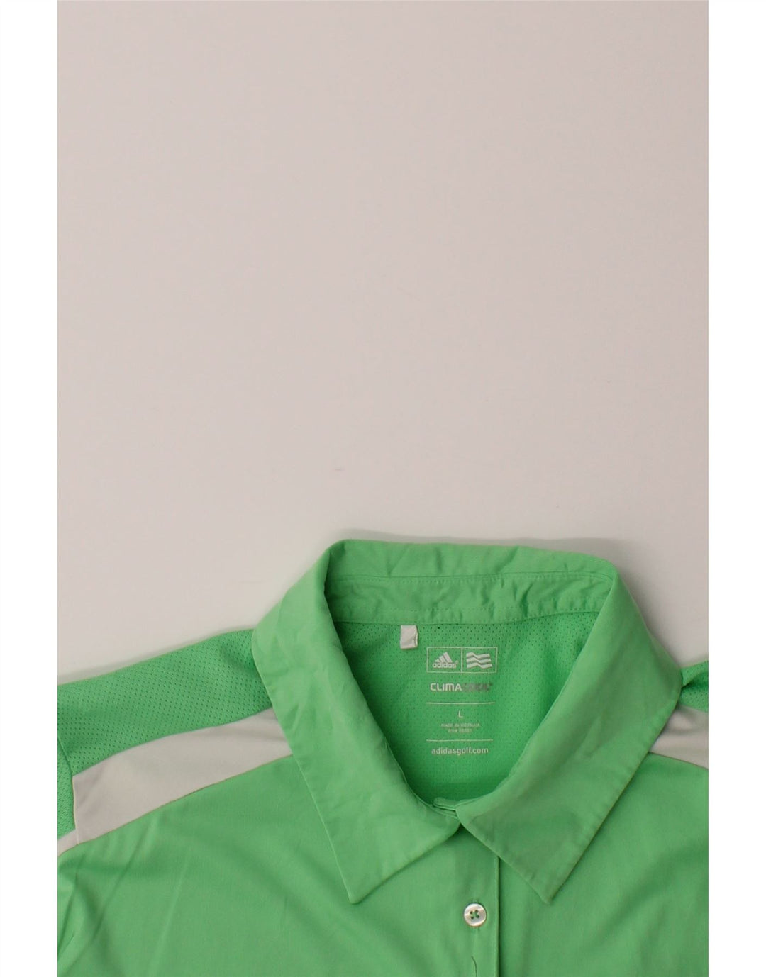 ADIDAS Womens Climacool Polo Shirt UK 16 Large Green Colourblock Polyester Vintage Adidas and Second-Hand Adidas from Messina Hembry 