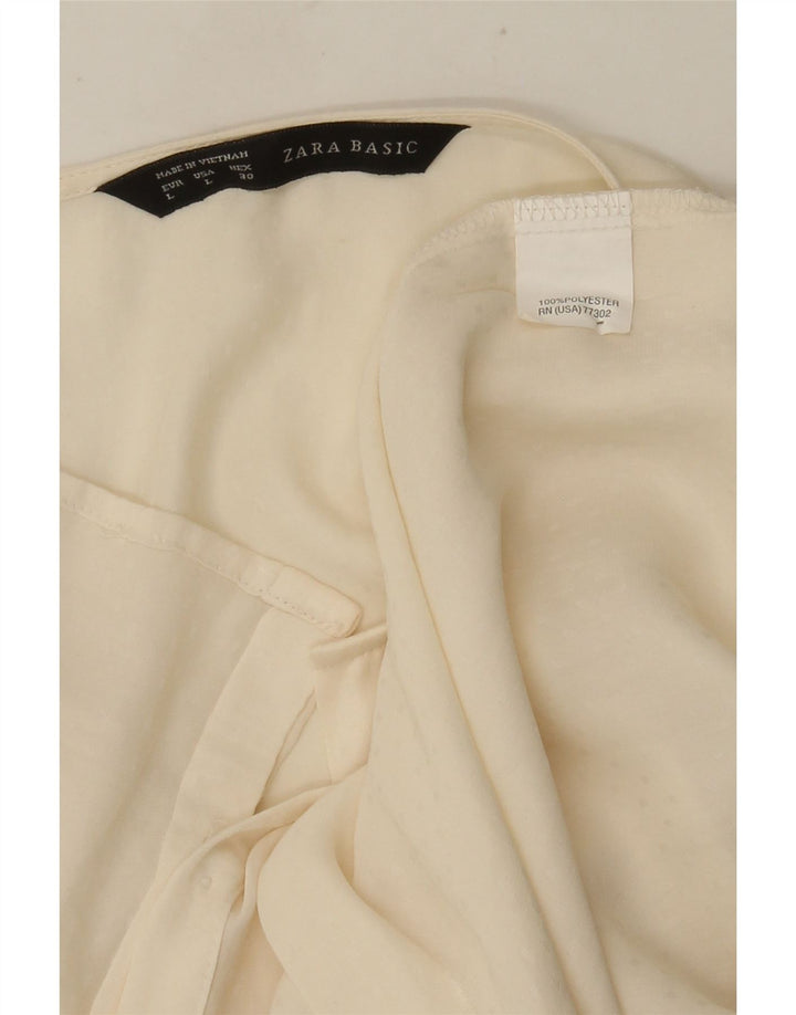 Zara ærmeløs skjortebluse til kvinder UK 16 Large Off White Polyester