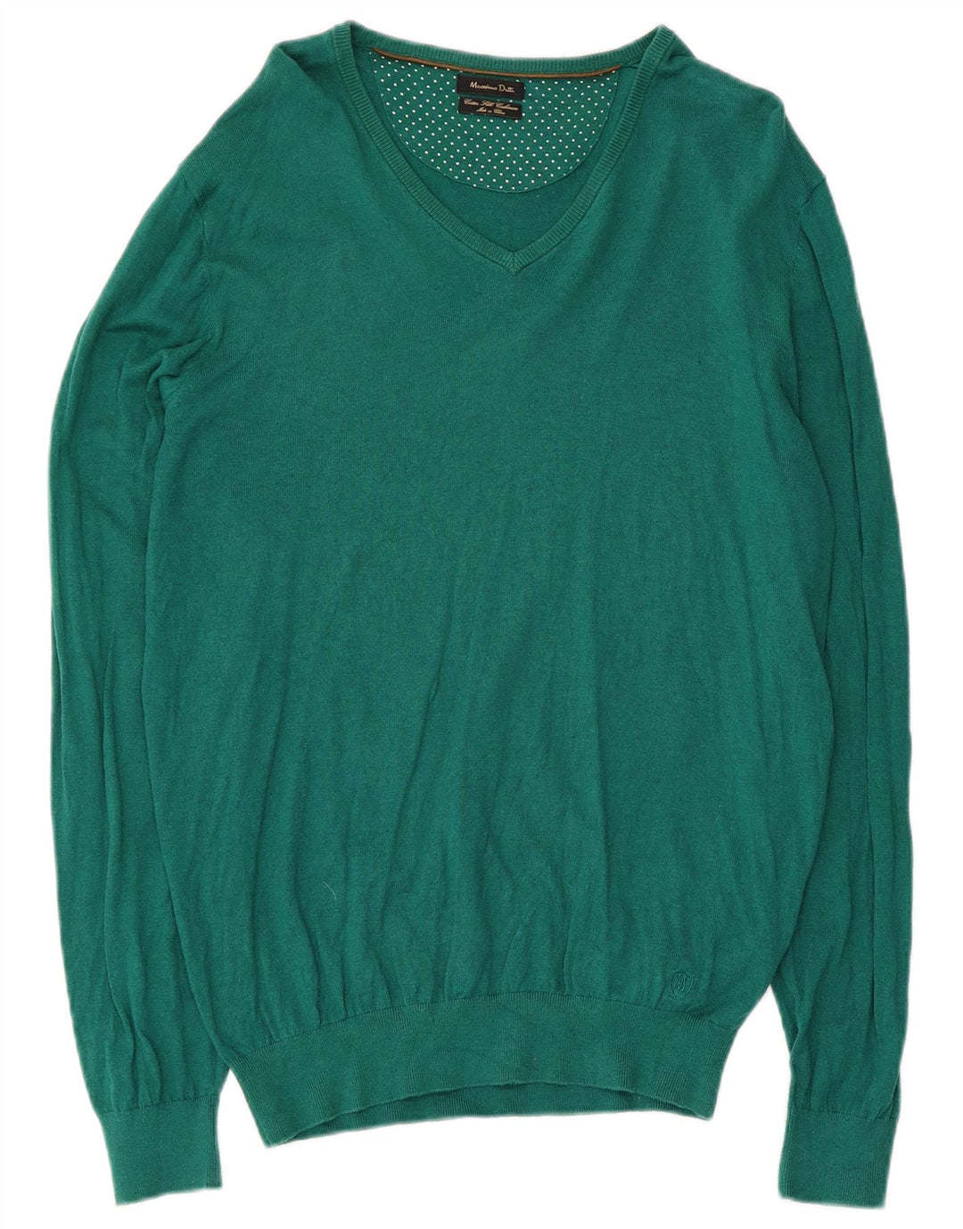 Massimo Dutti Herre V-hals sweater Stor grøn bomuld