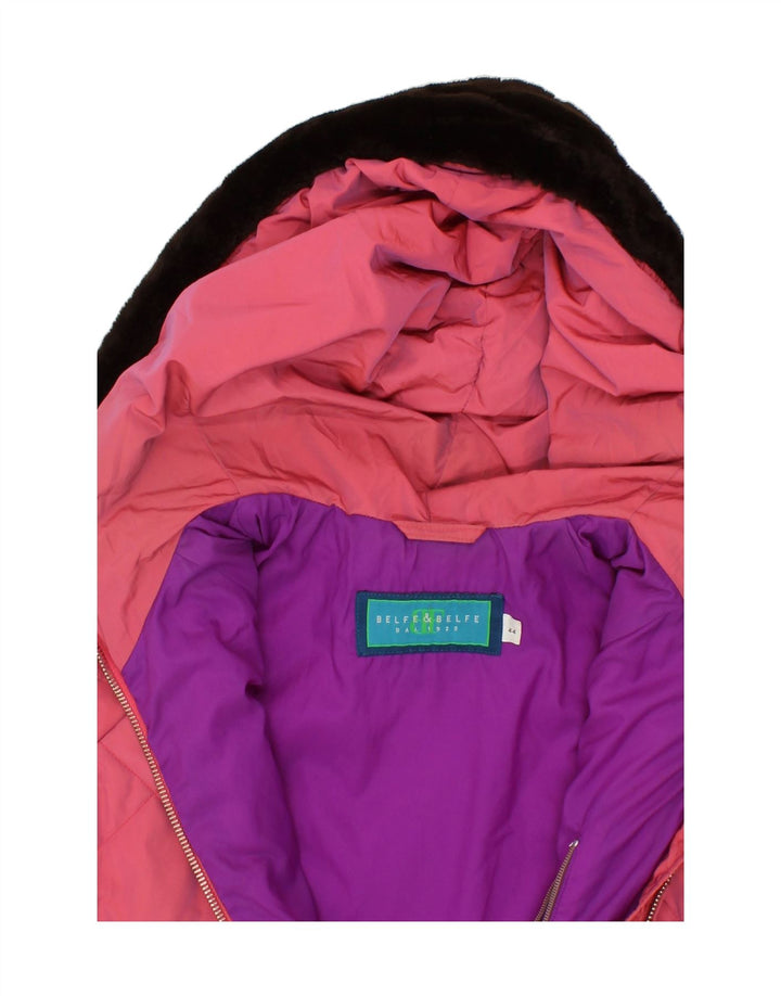 BELFE & BELFE Womens Oversized Hooded Padded Jacket IT 44 Medium Pink Vintage Belfe & Belfe and Second-Hand Belfe & Belfe from Messina Hembry 