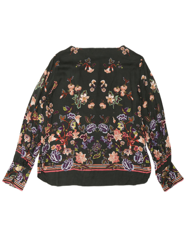 Massimo Dutti Dame Langærmet Bluse Top EU 40 Medium Green Floral