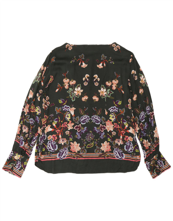 Massimo Dutti Dame Langærmet Bluse Top EU 40 Medium Green Floral