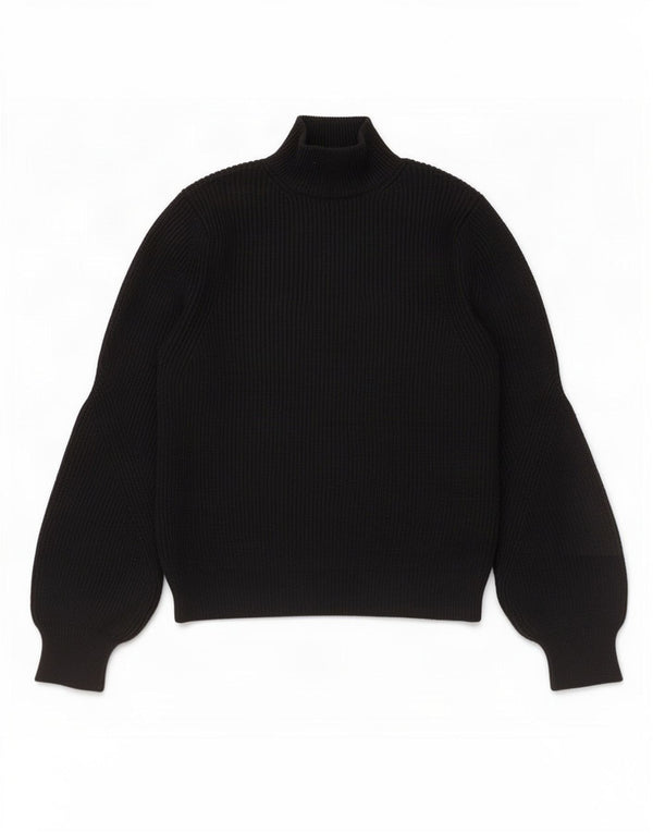 Zara Womens Crop Turtle Neck Jumper Sweater UK 14 Large Black Viscose