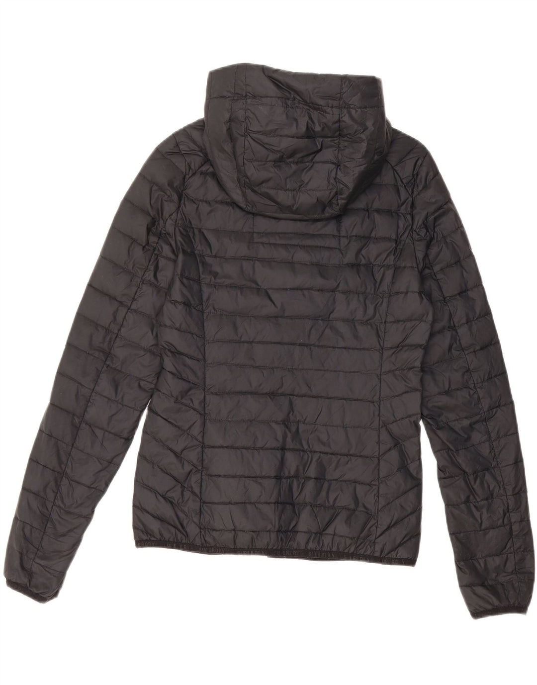 Superdry polstret hættejakke til kvinder UK 6 XS sort nylon