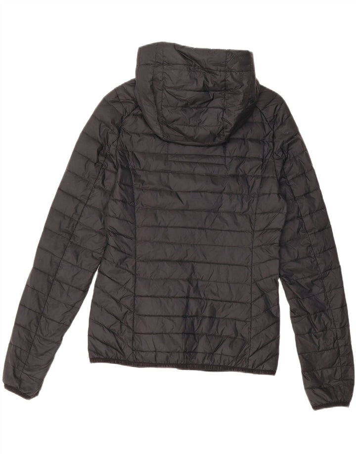 Superdry polstret hættejakke til kvinder UK 6 XS sort nylon