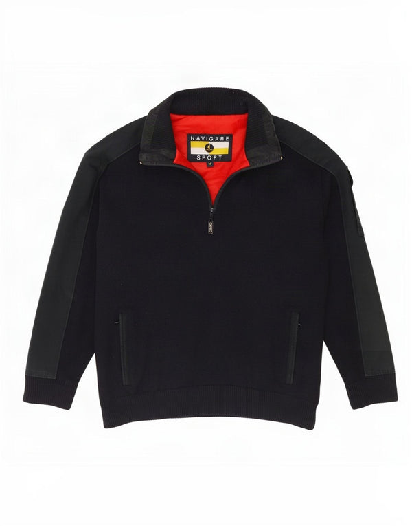 Navigare Herrestrikket 1/4 Zip Sweatshirt Jumper Medium Navy Blue Sports