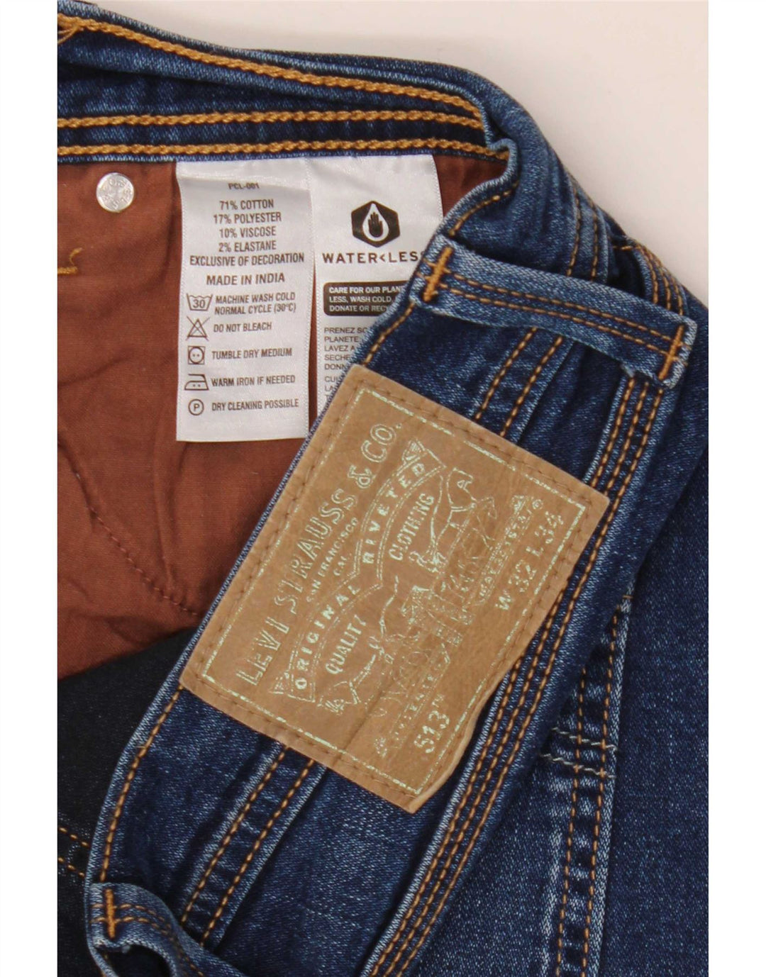 Levi's Herre 513 Slim Straight Jeans W32 L34 Blå Bomuld