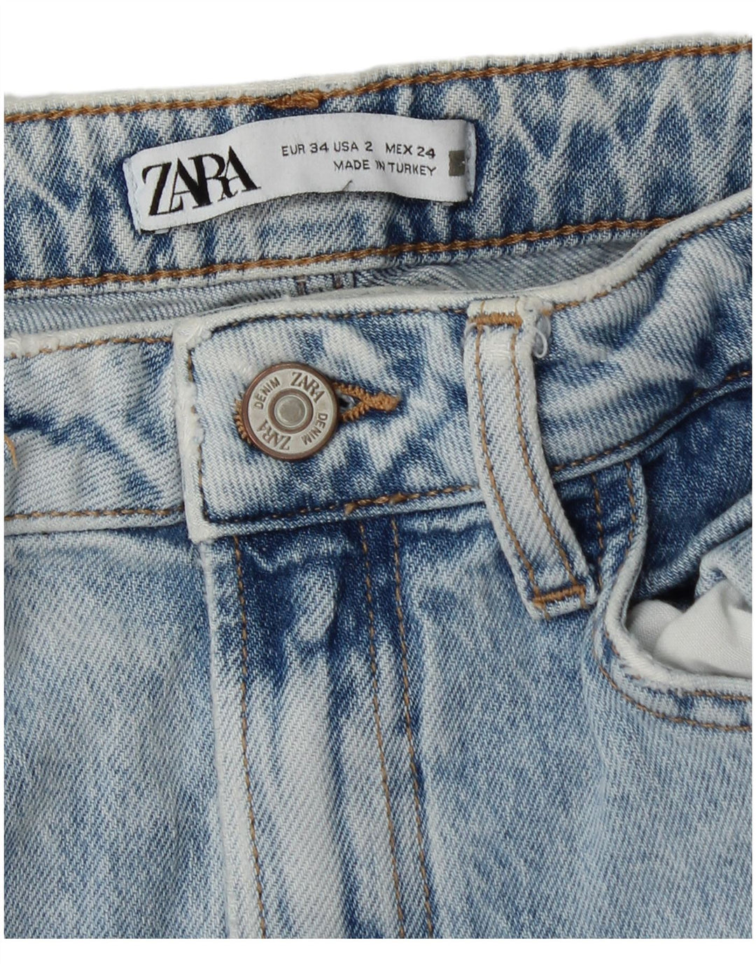 Zara Dame Straight Jeans EU 34 2XS W24 L25 Blå