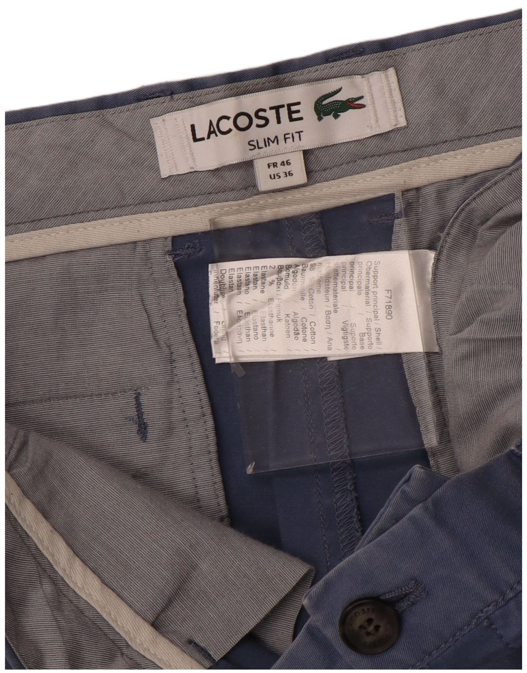 Lacoste Herre Slim Fit Chino Shorts Størrelse 46 Large W36 Blå