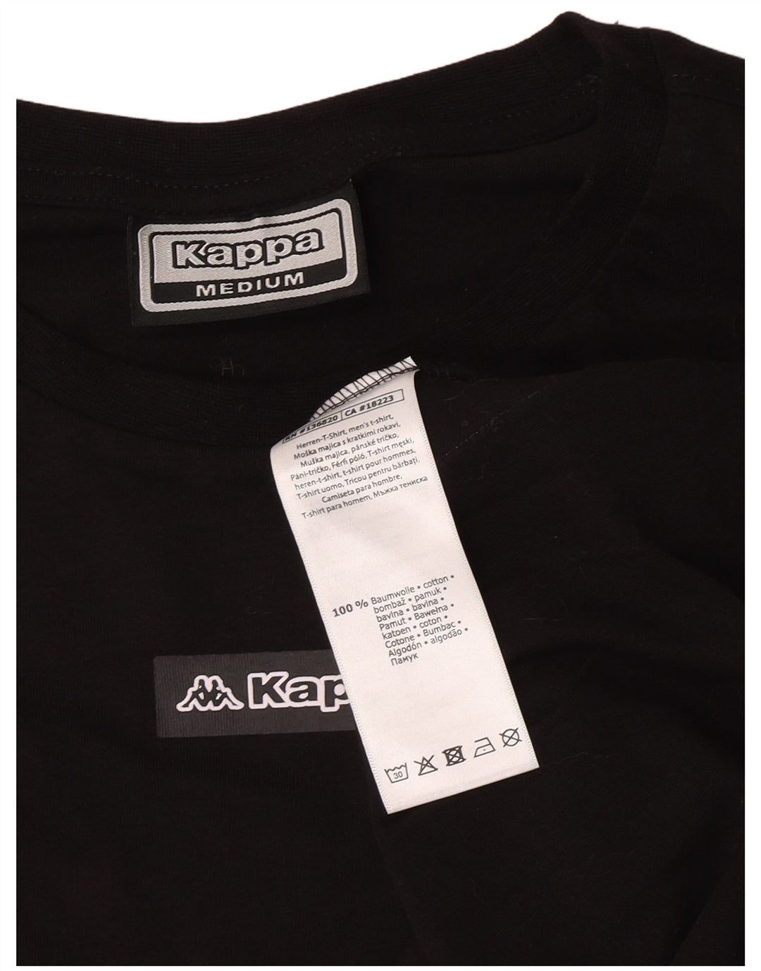 Kappa Herre grafisk T-shirt Top Medium Sort Colourblock Bomuld