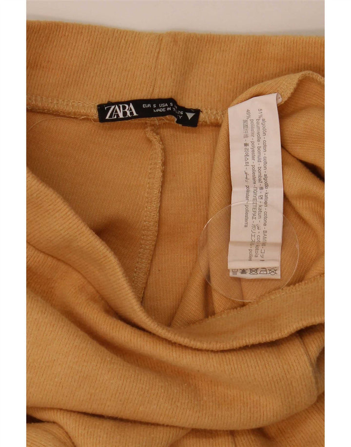 Zara Træningsdragtsbukser til kvinder UK 8 Small Beige Bomuld