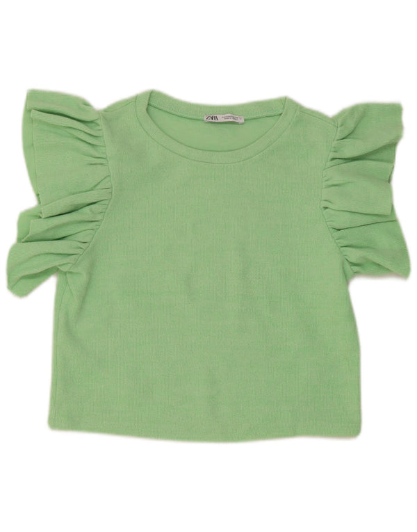 Zara Womens Crop Top UK 10 Small Green