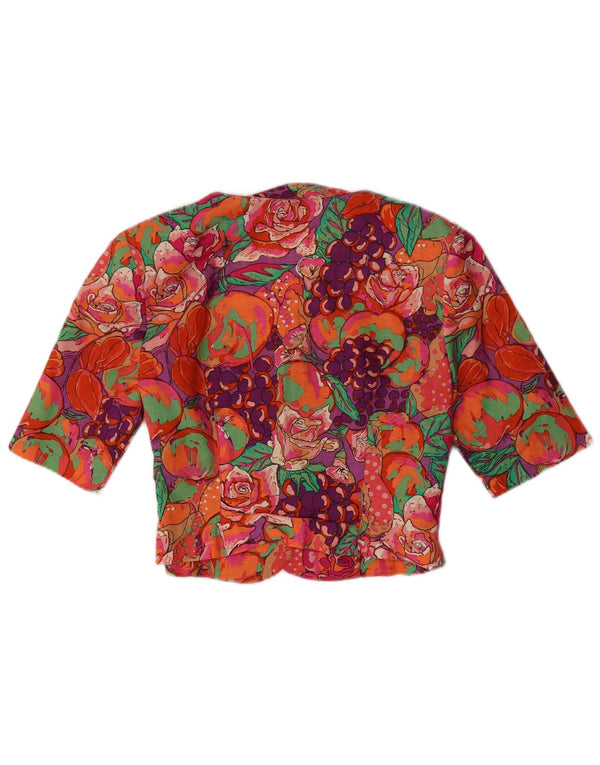 Vintage Womens Crop Shirt Bluse UK 12 Medium Multicolored Floral