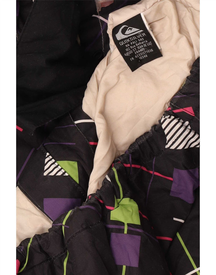 Quiksilver vindjakkejakke med hætte til kvinder UK 14 Medium Sort Geometrisk