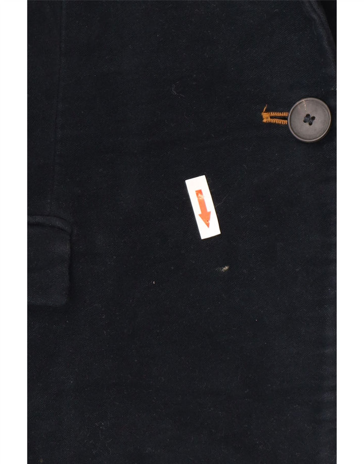 Zara Dame 1 Knap Blazer Jacket UK 12 Medium Navy Blue Acetate