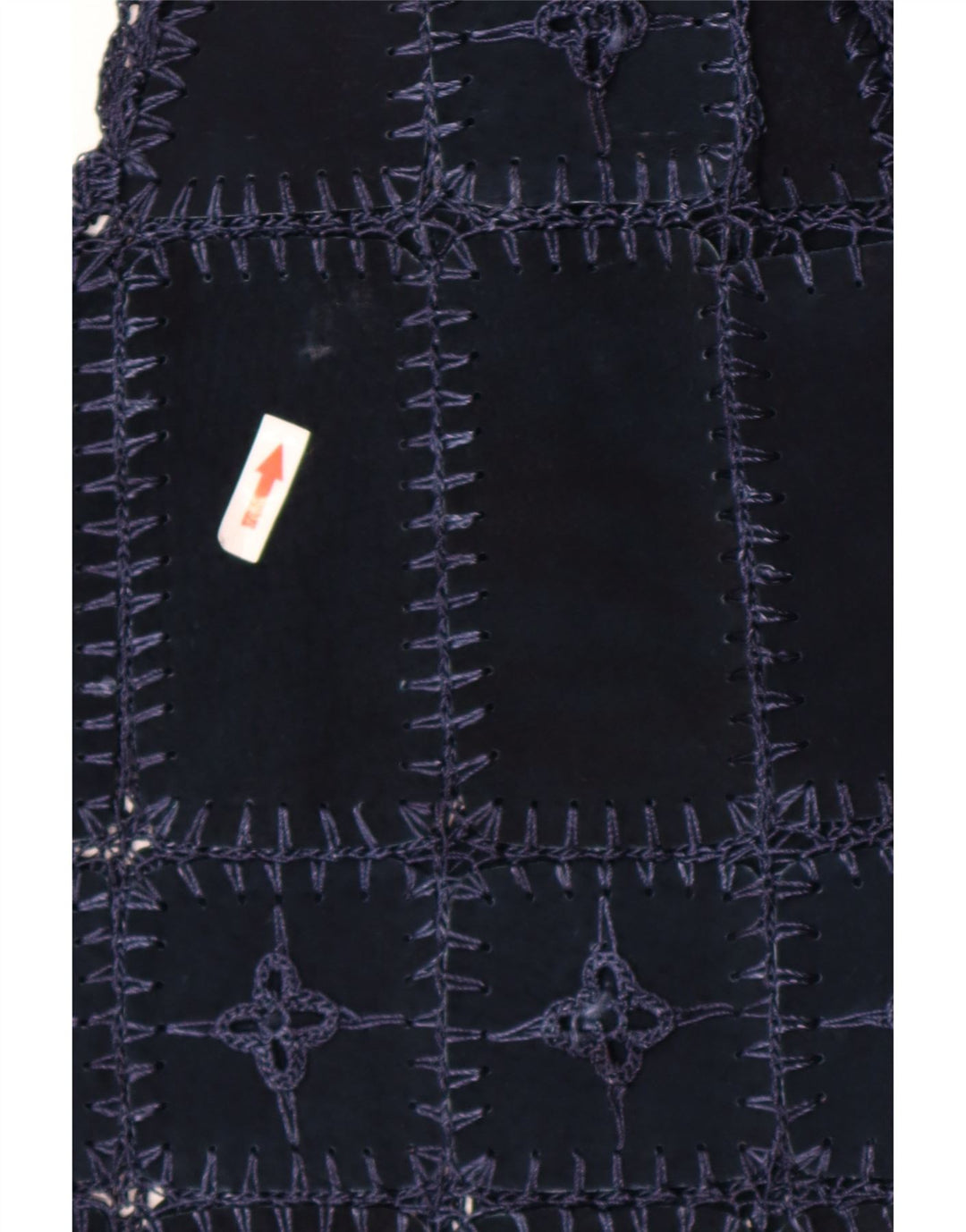 Vintage Dame Ruskind Gilet UK 14 Medium Navy Blue Patchwork