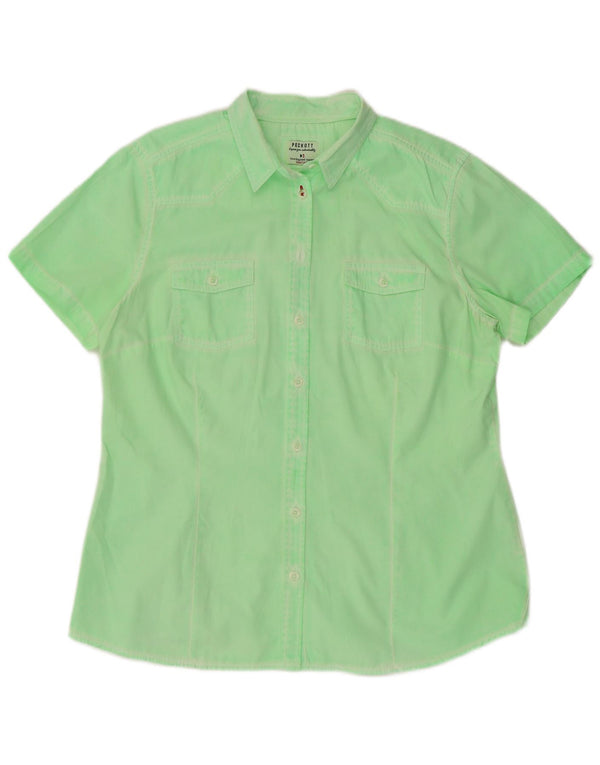 Peckott Womens Heritage kortærmet skjorte IT 44 Medium Green Cotton