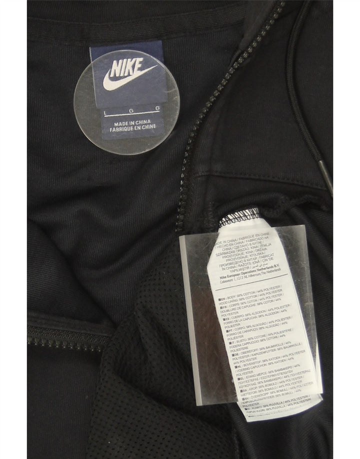 NIKE Mens Zip Hoodie Sweater Large Black Cotton Vintage Nike and Second-Hand Nike from Messina Hembry 