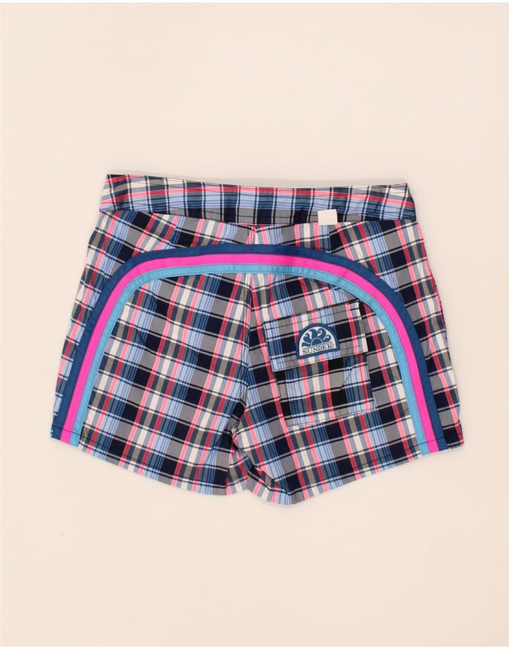 SUNDEK Boys Swimming Shorts 9-10 Years  Multicoloured Check Polyester Vintage Sundek and Second-Hand Sundek from Messina Hembry 