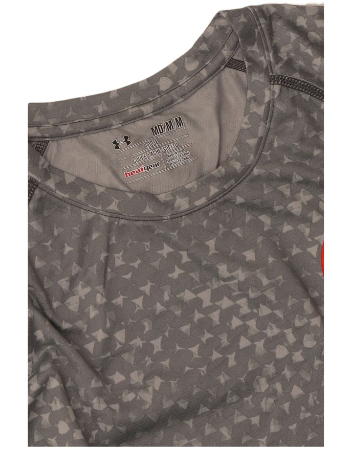 UNDER ARMOUR Herre Heat Gear T-Shirt Top Medium Grå Geometrisk