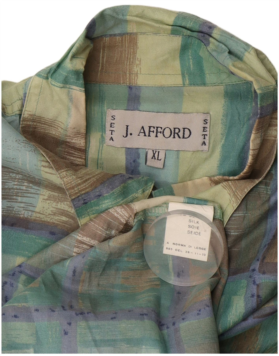 Vintage herreskjorte XL grøn ternet silke