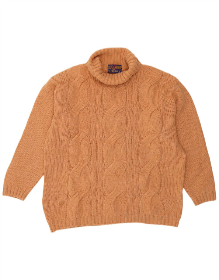 Vintage Dame Roll Neck Jumper Sweater UK 16 Large Orange