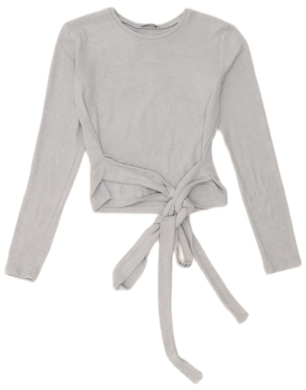 Zara Dame Crop Top Langærmet UK 10 Lille Blå