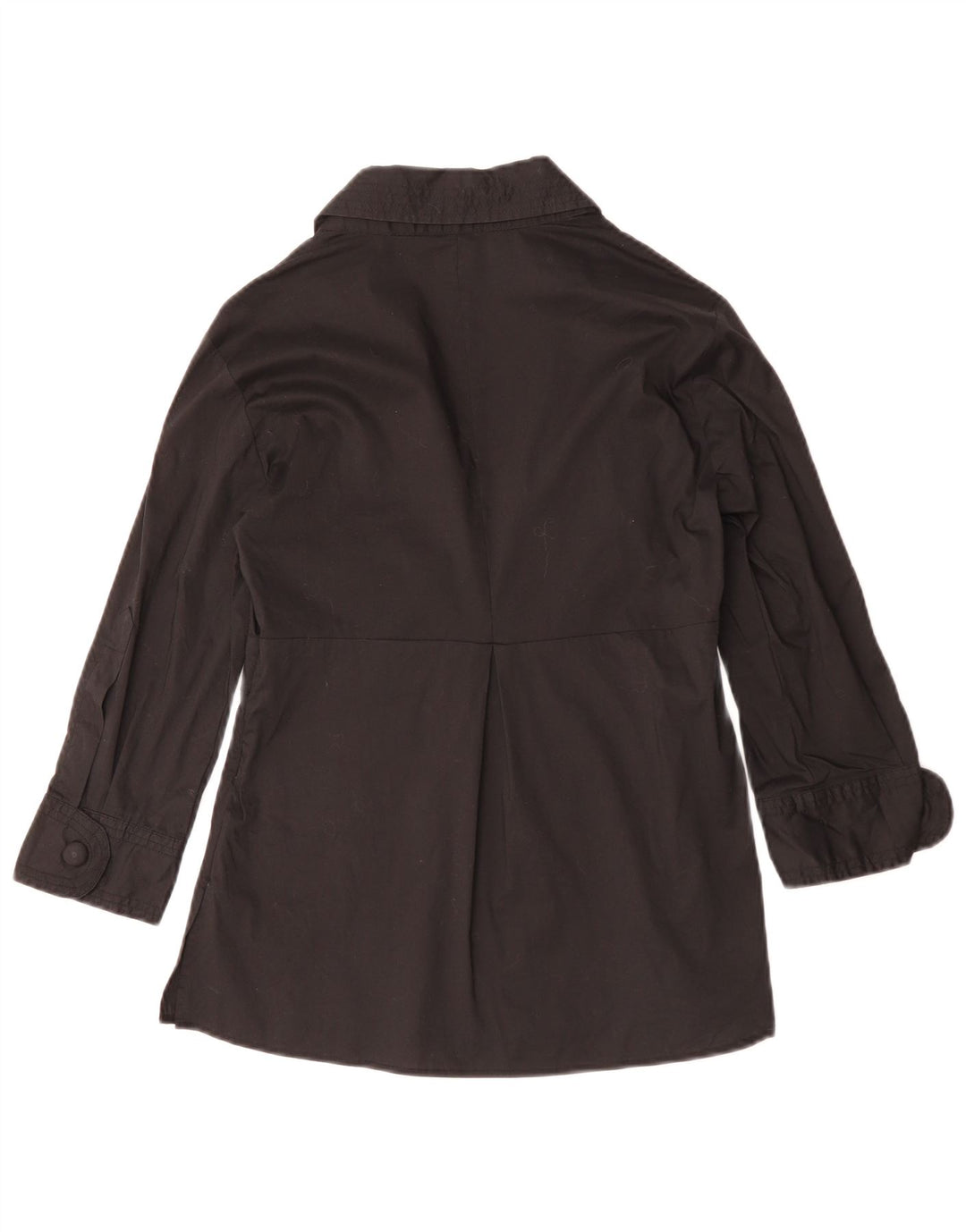 BENETTON Dame 3/4 ærmet bluse Top UK 10 Lille sort bomuld