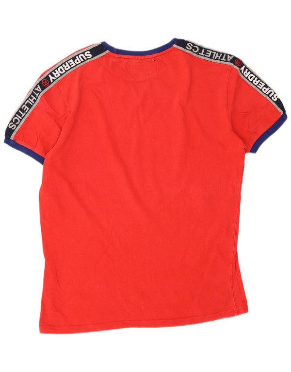 Superdry Mens Graphic T-Shirt Top Large Red Colourblock Cotton